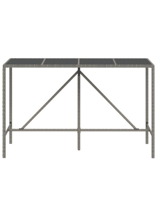 Stalas su stikliniu stalviršiu, pilkas, 180x70x110cm, ratanas