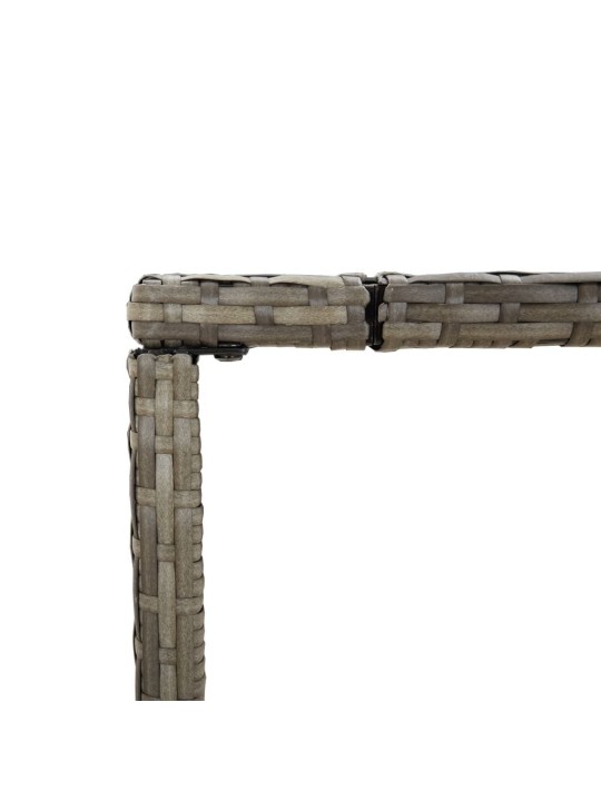 Stalas su stikliniu stalviršiu, pilkas, 180x70x110cm, ratanas