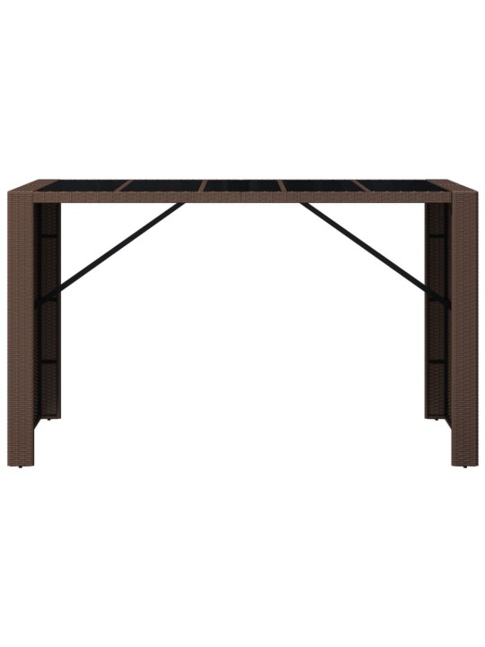 Stalas su stikliniu stalviršiu, rudas, 185x80x110cm, ratanas
