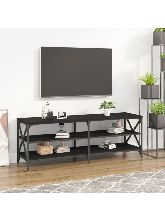 Televizoriaus spintelė, juoda, 140x40x50cm, apdirbta mediena