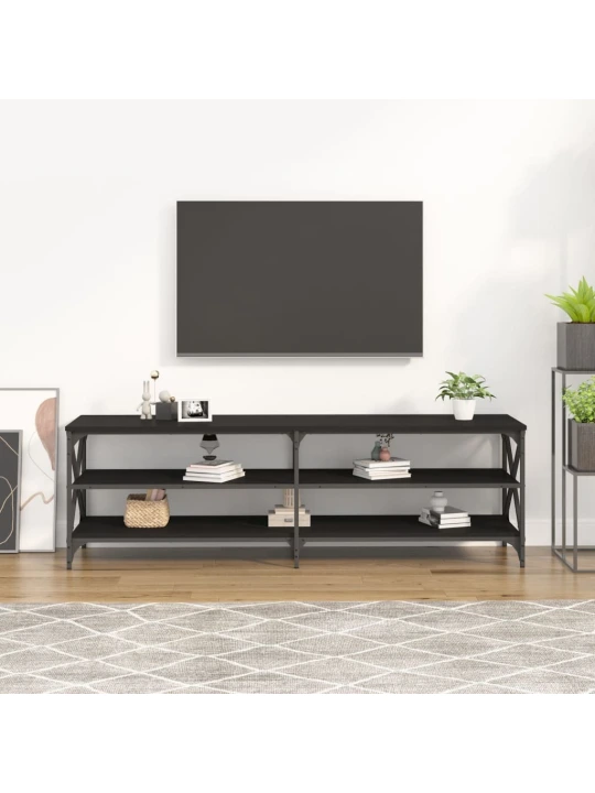 Televizoriaus spintelė, juoda, 140x40x50cm, apdirbta mediena