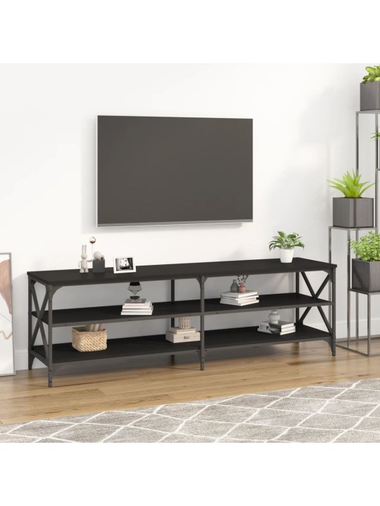 Televizoriaus spintelė, juoda, 140x40x50cm, apdirbta mediena