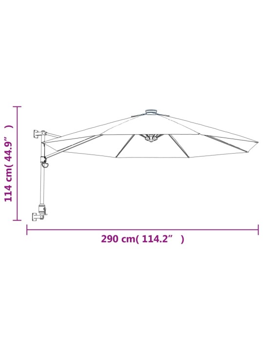 Prie sienos montuojamas skėtis nuo saulės, mėlynas, 290cm