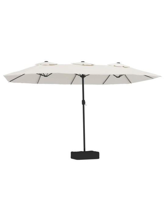 Dvigubas sodo skėtis nuo saulės su LED, smėlio, 449x245cm