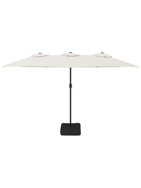 Dvigubas sodo skėtis nuo saulės su LED, smėlio, 449x245cm