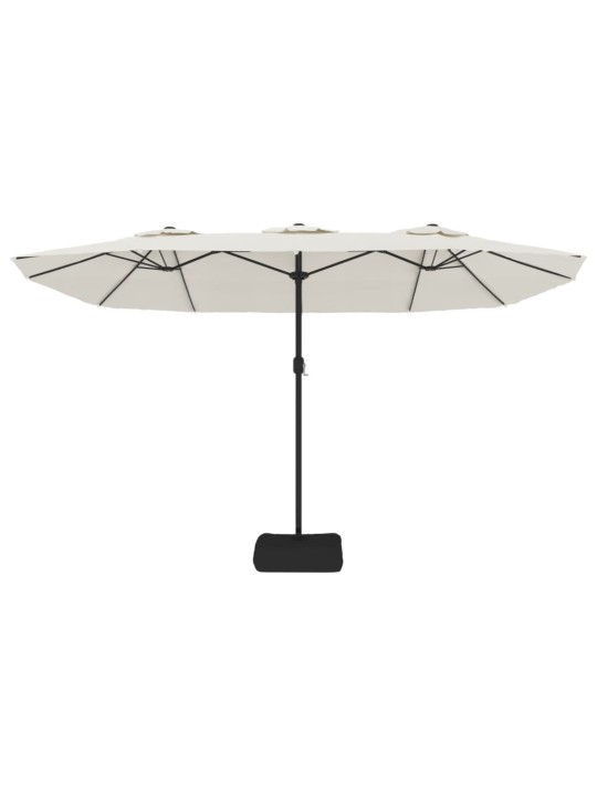 Dvigubas sodo skėtis nuo saulės su LED, smėlio, 449x245cm