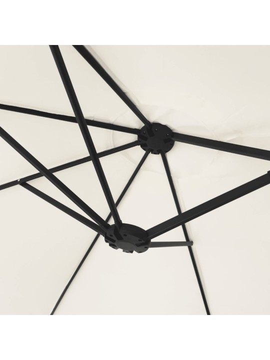 Dvigubas sodo skėtis nuo saulės su LED, smėlio, 449x245cm