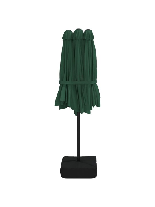 Dvigubas sodo skėtis nuo saulės su LED, žalias, 449x245cm