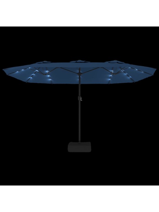 Dvigubas sodo skėtis nuo saulės su LED, mėlynas, 449x245cm