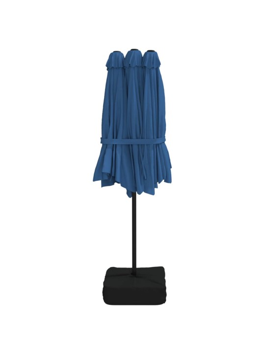 Dvigubas sodo skėtis nuo saulės su LED, mėlynas, 449x245cm