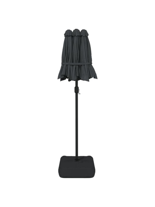 Dvigubas skėtis nuo saulės su LED, antracito spalvos, 316x240cm