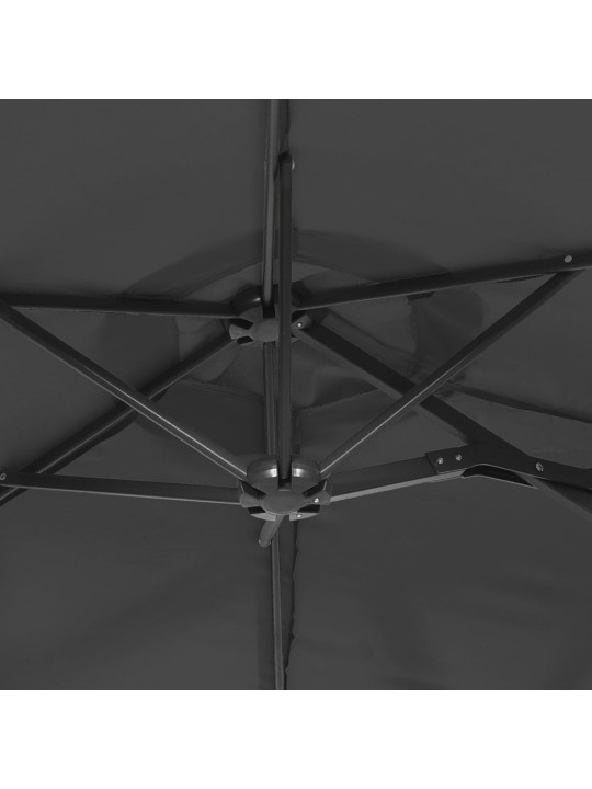 Dvigubas skėtis nuo saulės su LED, antracito spalvos, 316x240cm