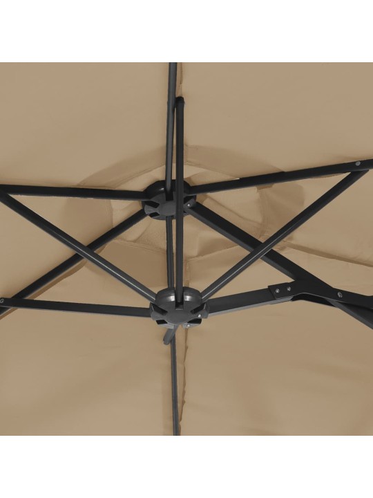 Dvigubas skėtis nuo saulės su LED, taupe spalvos, 316x240cm