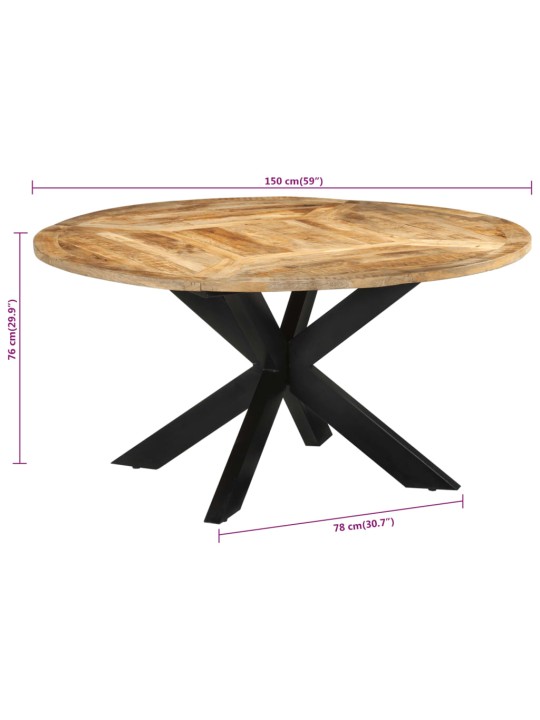 Valgomojo stalas, 150x76cm, neapdorotos mango medienos masyvas