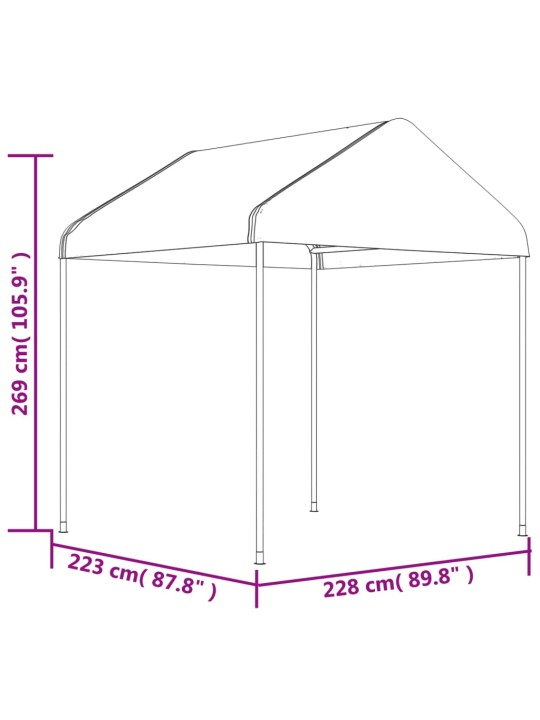 Pavėsinė su stogu, balta, 8,92x2,28x2,69m, polietilenas