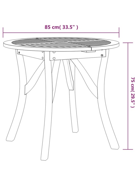 Sodo stalas, 85cm skersmens, akacijos medienos masyvas