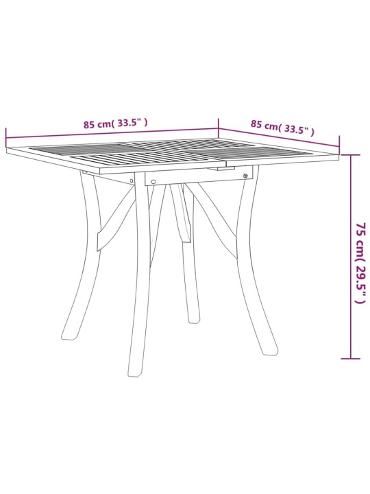 Sodo stalas, 85x85x75cm, akacijos medienos masyvas