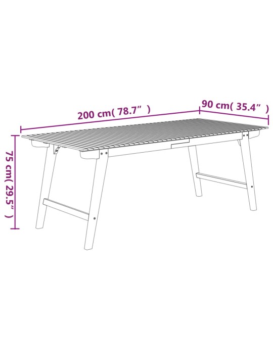 Sodo stalas, 200x90x75cm, akacijos medienos masyvas