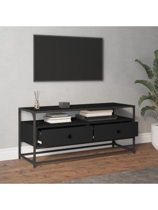 Televizoriaus spintelė, juoda, 100x35x45cm, apdirbta mediena