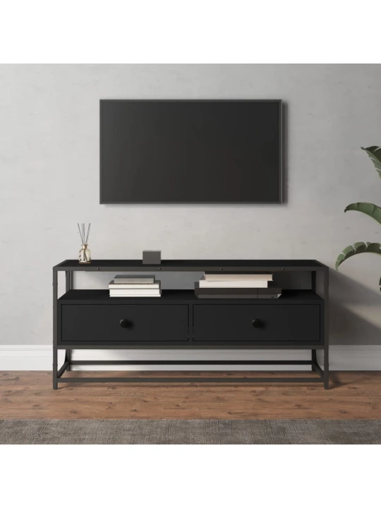 Televizoriaus spintelė, juoda, 100x35x45cm, apdirbta mediena