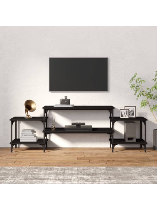 Televizoriaus spintelė, juodos spalvos, 157x35x52cm, mediena
