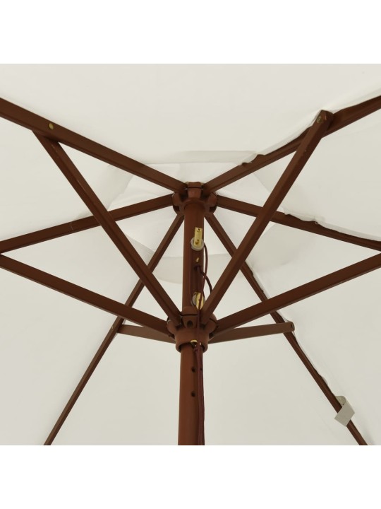 Sodo skėtis su mediniu stulpu, smėlio spalvos, 196x231cm