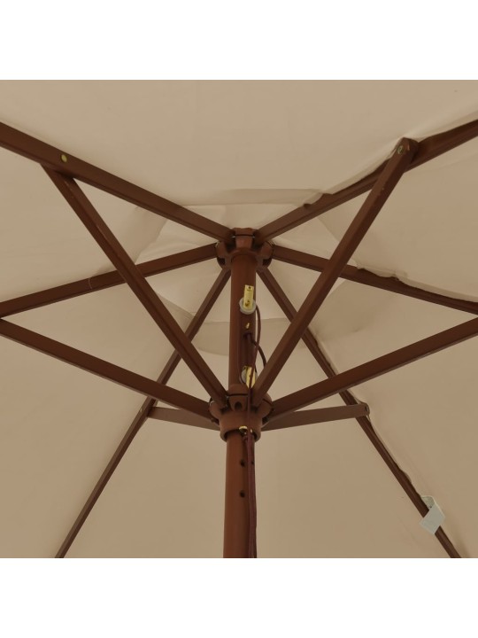 Sodo skėtis su mediniu stulpu, taupe spalvos, 196x231cm