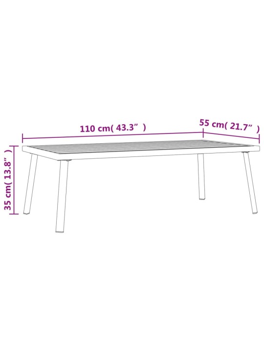 Sodo kavos staliukas, antracito spalvos, 110x55x35cm, plienas