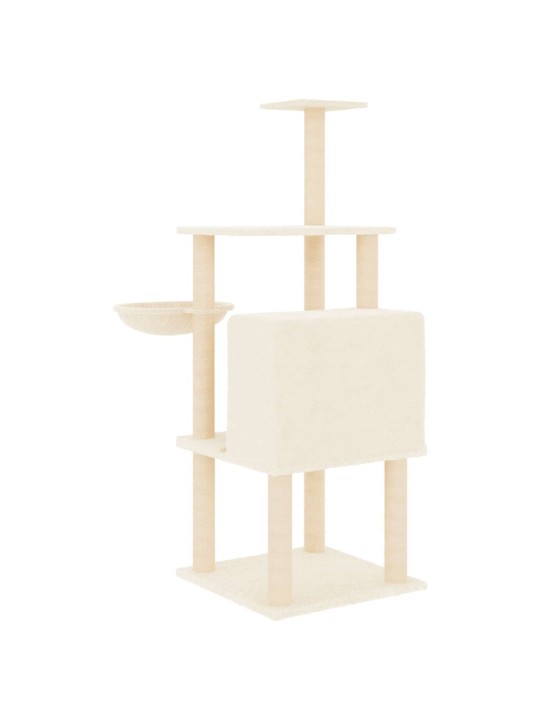 Draskyklė katėms su stovais iš sizalio, kreminės spalvos, 132cm