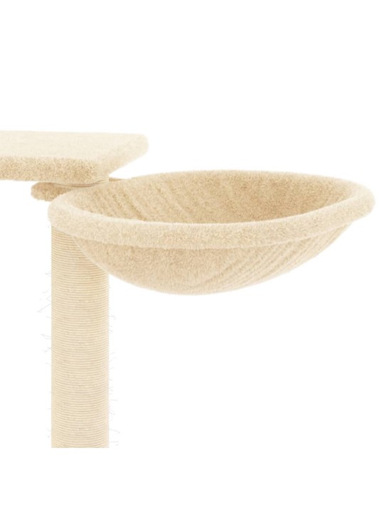 Draskyklė katėms su draskymo stovais, kreminės spalvos, 82cm