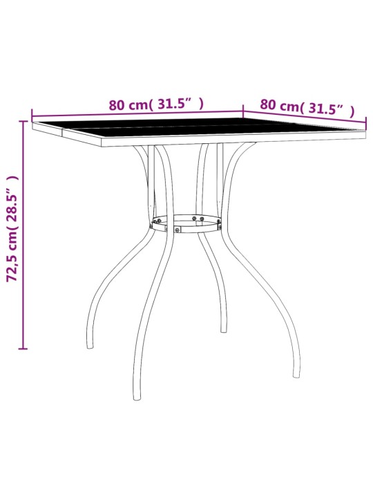 Sodo stalas, antracito, 80x80x72,5cm, plienas, tinklelis