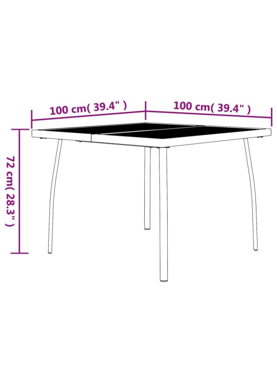 Sodo stalas, antracito, 100x100x72cm, plienas, tinklelis
