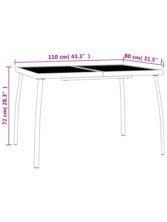 Sodo stalas, antracito, 110x80x72cm, plienas, tinklelis