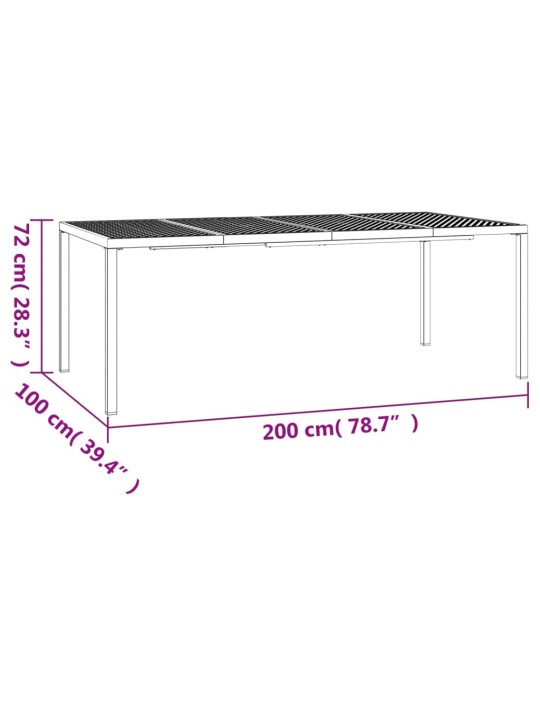 Sodo stalas, antracito spalvos, 200x100x72cm, plienas