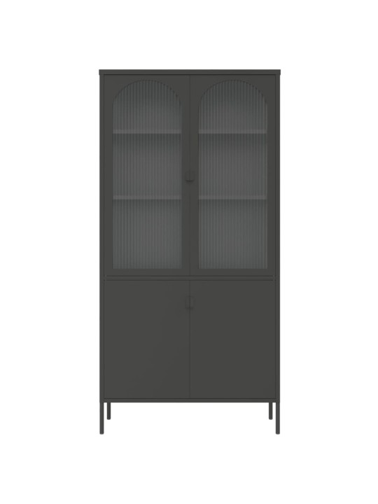 Komoda, juodos spalvos, 90x40x180cm, stiklas ir plienas