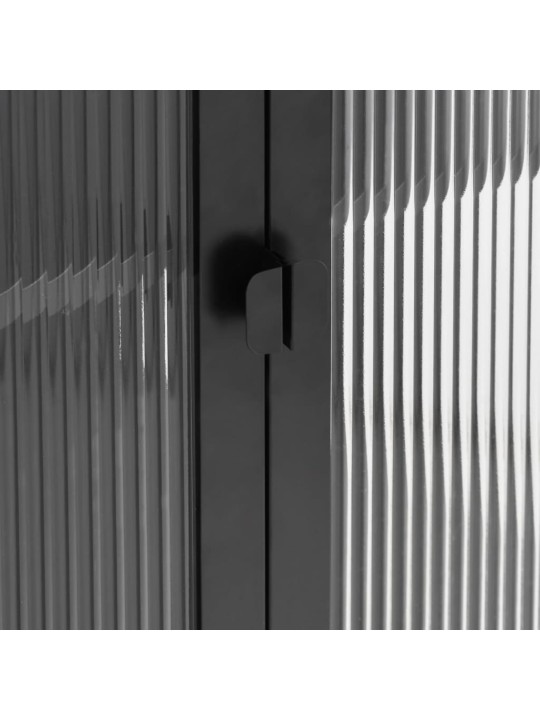 Komoda, juodos spalvos, 90x40x180cm, stiklas ir plienas