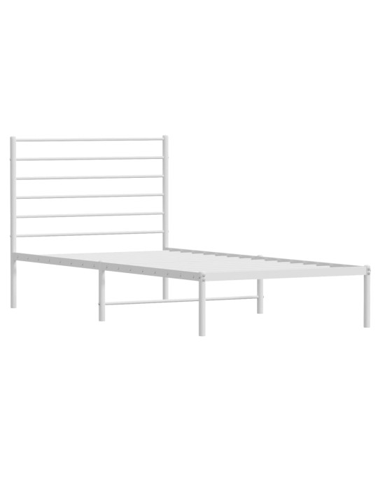 Metalinis lovos rėmas su galvūgaliu, baltos spalvos, 107x203cm
