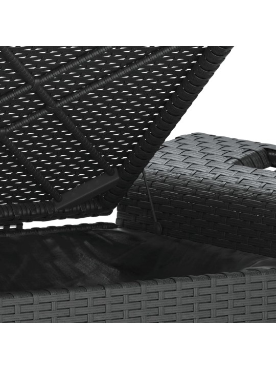 Sodo suoliukas su pagalvėle, juodas, 116x46x57cm, poliratanas