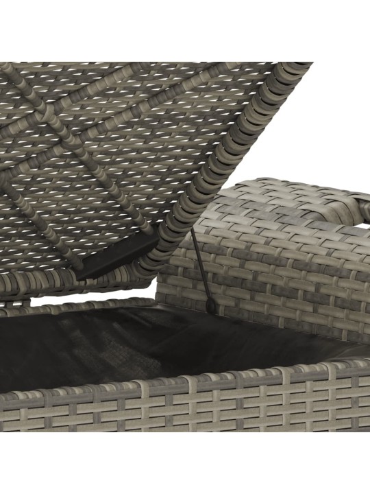 Sodo suoliukas su pagalvėle, pilkas, 116x46x57cm, poliratanas