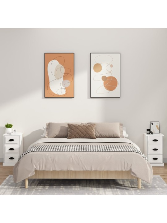 Naktinė spintelė, balta, 39x39x67cm, apdirbta mediena, blizgi