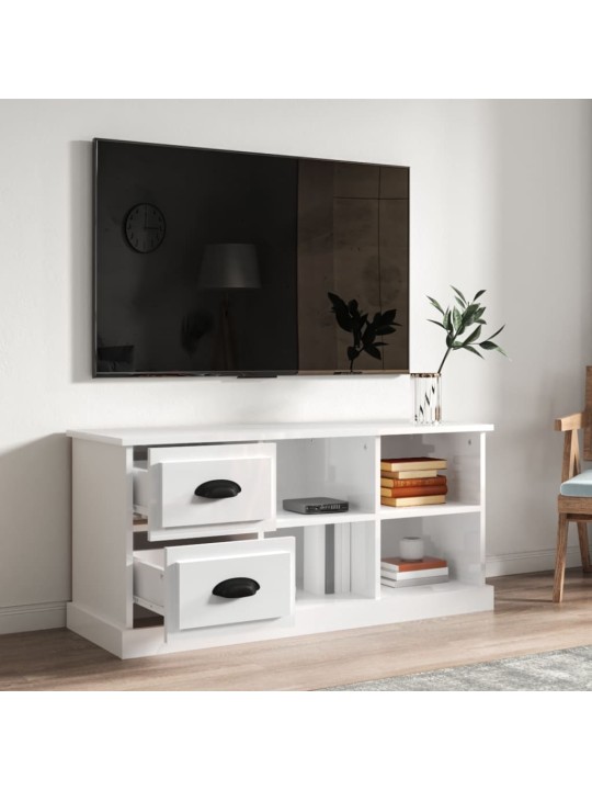 Televizoriaus spintelė, balta, 102x35,5x47,5cm, mediena, blizgi