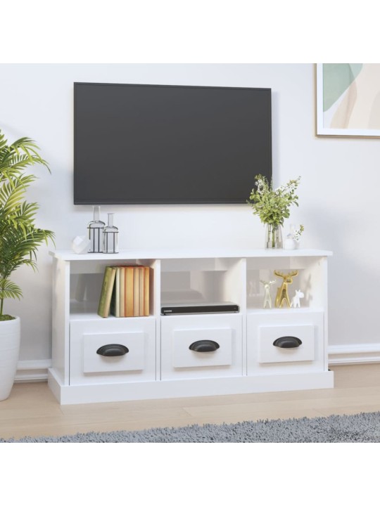 Televizoriaus spintelė, balta, 100x35x50cm, mediena, blizgi