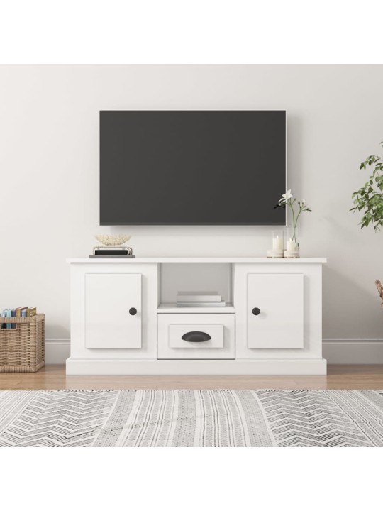 Televizoriaus spintelė, balta, 100x35,5x45cm, mediena, blizgi