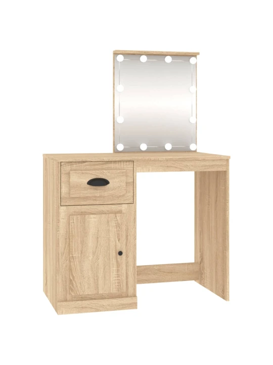 Kosmetinis staliukas su LED, ąžuolo, 90x50x132,5cm, mediena