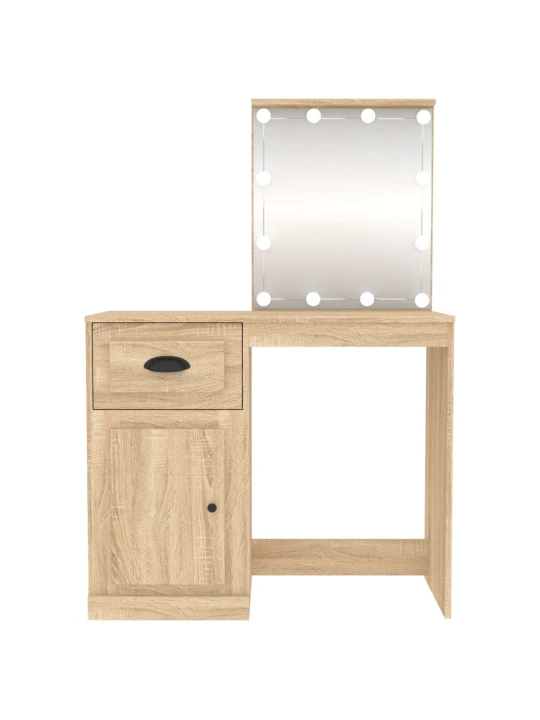 Kosmetinis staliukas su LED, ąžuolo, 90x50x132,5cm, mediena
