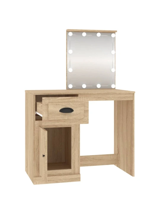 Kosmetinis staliukas su LED, ąžuolo, 90x50x132,5cm, mediena