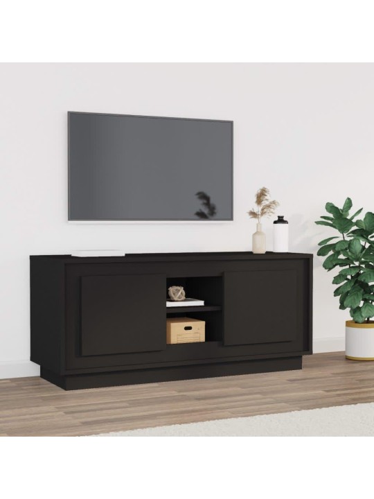 Televizoriaus spintelė, juodos spalvos, 102x35x45cm, mediena