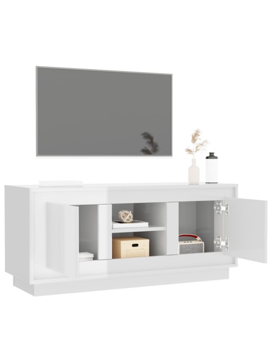 Televizoriaus spintelė, balta, 102x35x45cm, mediena, blizgi