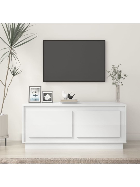 Kavos staliukas, baltas, 102x50x44cm, apdirbta mediena, blizgus