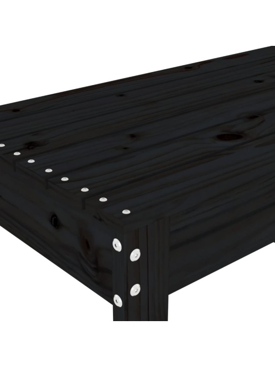 Sodo suoliukas, juodas, 110x38x45cm, pušies medienos masyvas